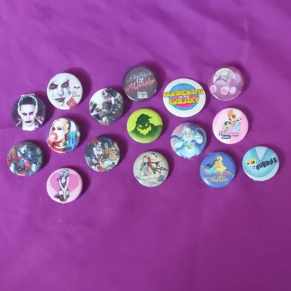 Lot Of 16 Movie Button Pins